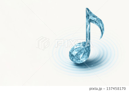 A blue crystal note on a white background. Space for text. 137458170