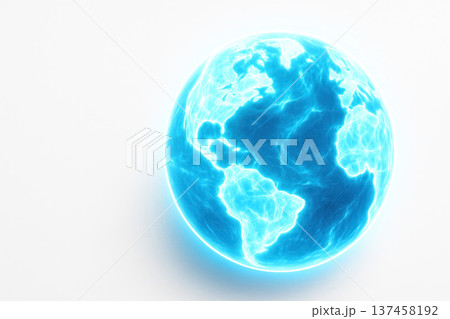 A glowing globe with a blue glow. Space for text. 137458192