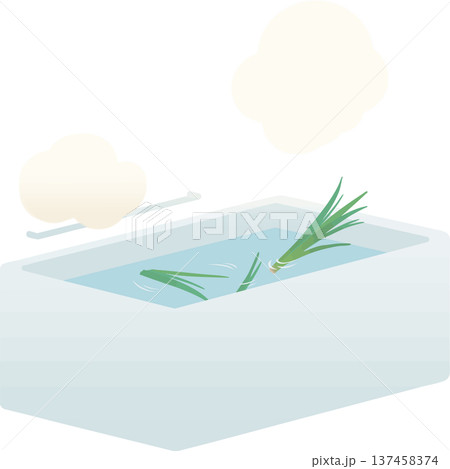 端午の節句の菖蒲湯（しょうぶ湯）のベクターイラスト 日本の伝統入浴文化 137458374