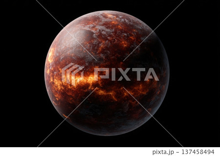 Hot protoplanet shows burning molten surface texture 137458494