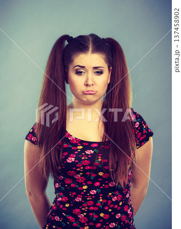 Young teenage woman being offended got the hump Young teenage woman being offended got the hump 137458902