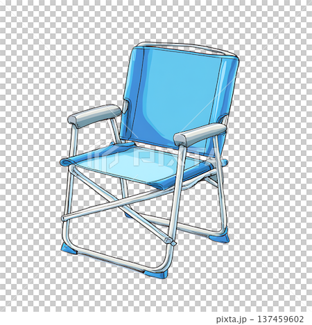 Blue folding chair with armrest and metal frame, casual comfort Blue folding chair with armrest and metal frame, casual comfort 137459602