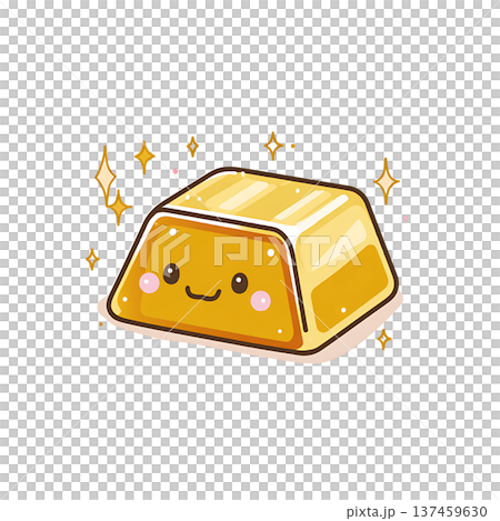 Gold bar with cute face smiling, cheerful golden nugget Gold bar with cute face smiling, cheerful golden nugget 137459630
