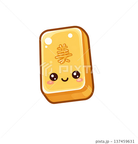 Cute gold bar character with smiling face and blush Cute gold bar character with smiling face and blush 137459631