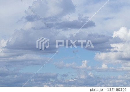 Blue sky with dramatic clouds. Cloudy daytime sky with soft clouds. 137460393