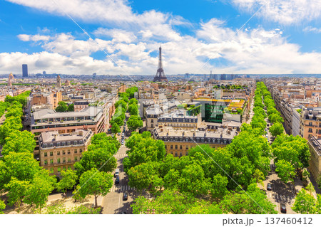 Skyline view of Paris centre and Eiffel Tower, the symbol of France 137460412