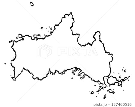山口県地図のイラスト （筆タッチ） シンプル 137460516