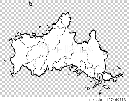 山口縣地圖 - 市町劃分插圖（筆觸風格） 137460518