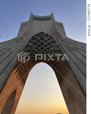 Azadi Tower, Freedom Tower built of Isfahan white marble on the square, Gateway to Tehran, Persian Empire, Architect Hossein Amanat, Shah Memorial Tower Azadi Tower, Freedom Tower built of Isfahan white marble on the square, Gateway to Tehran, Persian Empire, Architect Hossein Amanat, Shah Memorial Tower 137460738