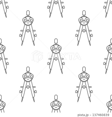 outline stationery pattern with compass 137460839