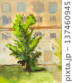 hand-painted green tree near apartment building 137460945
