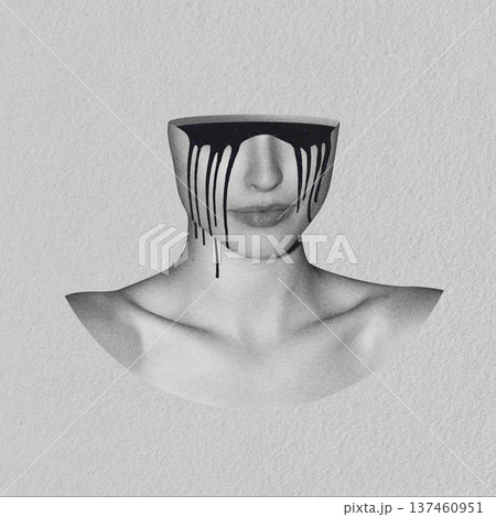 Surreal female head dripping dark galaxy tears Surreal female head dripping dark galaxy tears 137460951