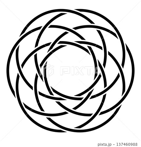 Intricately Woven Symmetrical Toroidal Cluster of Linked Vector Circles Knot Intricately Woven Symmetrical Toroidal Cluster of Linked Vector Circles Knot 137460988