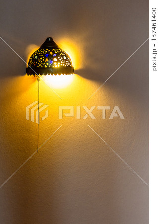 arabic wall electric light on peach painted wal arabic wall electric light on peach painted wal 137461400