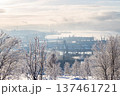 above view of tree and seaport in Murmansk cty 137461721