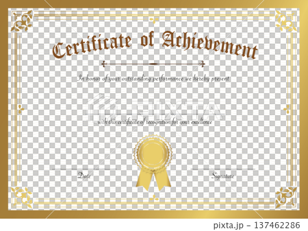 Elegant Certificate of Achievement with Gold Border and Seal for Recognition and Excellence 137462286