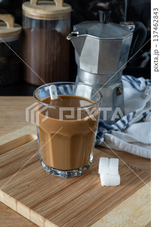 Minimal Coffee Presentation on Tray 137462843