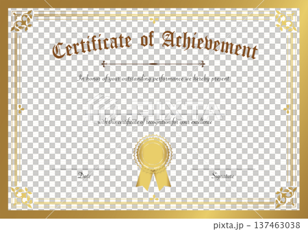 Elegant Certificate of Achievement with Gold Border and Seal for Recognition and Excellence 137463038