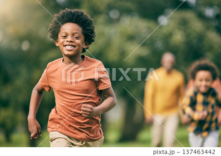 Portrait, running and children at a park with parents, freedom and playing in nature together. Love, energy and excited kid face run in a forest with mother, father and bonding, smile and race games Portrait, running and children at a park with parents, freedom and playing in nature together. Love, energy and excited kid face run in a forest with mother, father and bonding, smile and race games 137463442