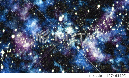Massive starfield overlaid on blue and violet nebula clouds, creating a vivid cosmic background full of energy and depth 137463495