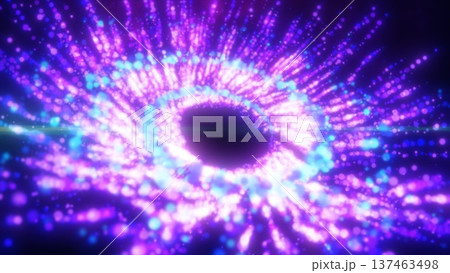 Abstract purple and blue bright luminous particles flying in a spiral in a whirlwind magical energy, abstract background Abstract purple and blue bright luminous particles flying in a spiral in a whirlwind magical energy, abstract background 137463498