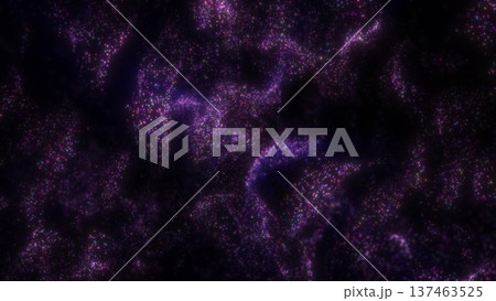 Shimmering purple glowing particle swirls creating a surreal cosmic design 137463525