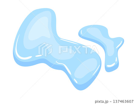 Water spill puddle. Blue liquid shape in flat cartoon style. Clean fluid drop design element isolated on white background Water spill puddle. Blue liquid shape in flat cartoon style. Clean fluid drop design element isolated on white background 137463607