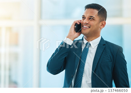 Phone call, talking and business man in office for online chat, networking and discussion. Corporate worker, professional and happy person on smartphone for planning, schedule and communication Phone call, talking and business man in office for online chat, networking and discussion. Corporate worker, professional and happy person on smartphone for planning, schedule and communication 137466050