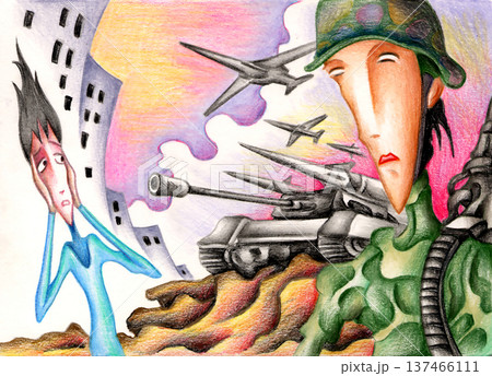 色鉛筆画 - 軍隊・兵器・兵士・進軍 色鉛筆画 - 軍隊・兵器・兵士・進軍 137466111