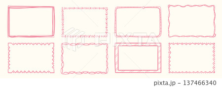 Frame Border Set Handdrawn Doodle 137466340