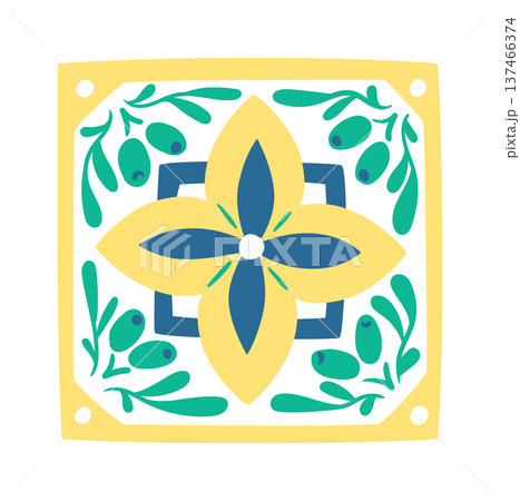Floral Mediterranean Porcelain Tile Olive Pottery Floral Mediterranean Porcelain Tile Olive Pottery 137466374