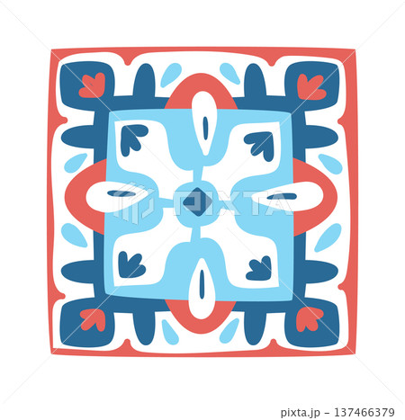 Mediterranean Folk Porcelain Tile Pottery Floral Mediterranean Folk Porcelain Tile Pottery Floral 137466379