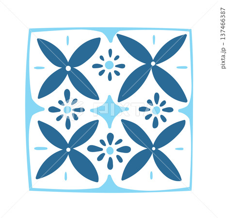 Tile Floral Pattern Ornament 137466387