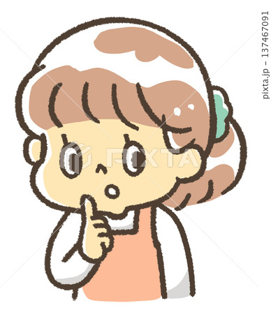 シーのしぐさをするエプロン姿の女性 シーのしぐさをするエプロン姿の女性 137467091