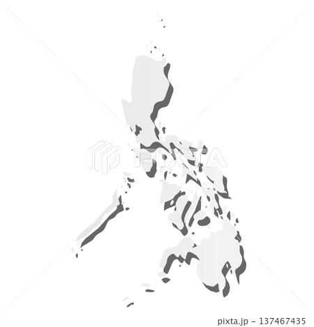 Philippines - grey 3d-like silhouette map of country area with dropped shadow. Simple flat vector illustration. 137467435