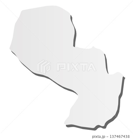 Paraguay - grey 3d-like silhouette map of country area with dropped shadow. Simple flat vector illustration. Paraguay - grey 3d-like silhouette map of country area with dropped shadow. Simple flat vector illustration. 137467438