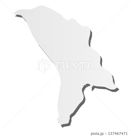 Moldova - grey 3d-like silhouette map of country area with dropped shadow. Simple flat vector illustration. 137467471