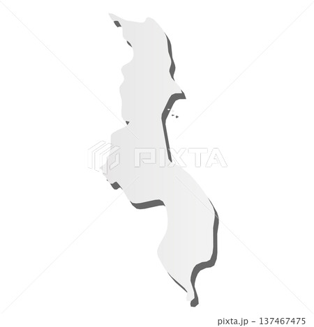 Malawi - grey 3d-like silhouette map of country area with dropped shadow. Simple flat vector illustration. 137467475