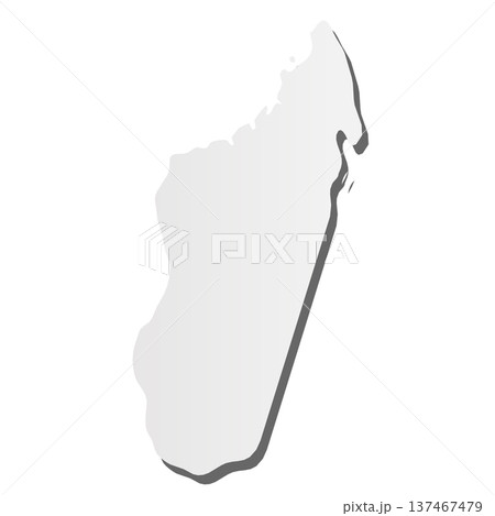 Madagascar - grey 3d-like silhouette map of country area with dropped shadow. Simple flat vector illustration. 137467479