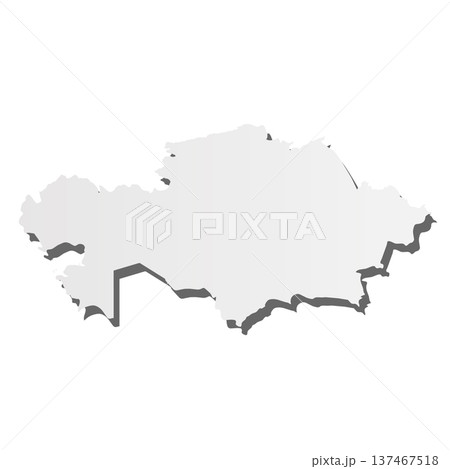 Kazakhstan - grey 3d-like silhouette map of country area with dropped shadow. Simple flat vector illustration. 137467518