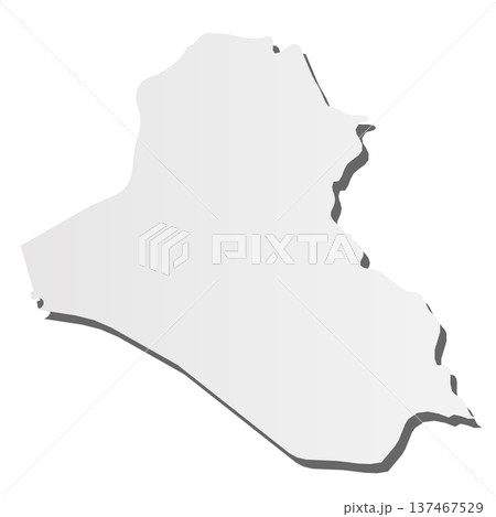Iraq - grey 3d-like silhouette map of country area with dropped shadow. Simple flat vector illustration. 137467529