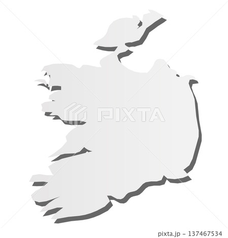 Ireland - grey 3d-like silhouette map of country area with dropped shadow. Simple flat vector illustration. 137467534