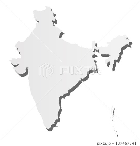 India - grey 3d-like silhouette map of country area with dropped shadow. Simple flat vector illustration. India - grey 3d-like silhouette map of country area with dropped shadow. Simple flat vector illustration. 137467541