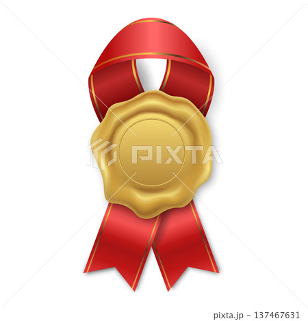 Vector Award Seal with Red Ribbon Rosette Badge Icon, Isolated. Blank Label Template Isolated. Winner Prize Achievement Emblem for Certificates, Packaging, Branding, Quality Guarantee Sticker Vector Award Seal with Red Ribbon Rosette Badge Icon, Isolated. Blank Label Template Isolated. Winner Prize Achievement Emblem for Certificates, Packaging, Branding, Quality Guarantee Sticker 137467631