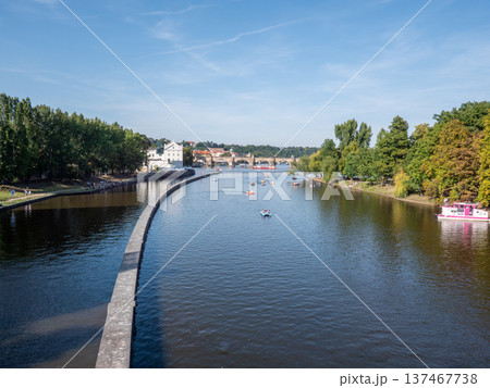 Vltava River in Prague, Czech Republic, captured from the Legii Bridge. Vltava River in Prague, Czech Republic, captured from the Legii Bridge. 137467738