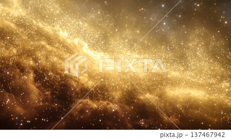 黄金に輝く星雲と幻想的な無数の星々のイラスト素材 [137467942] - PIXTA