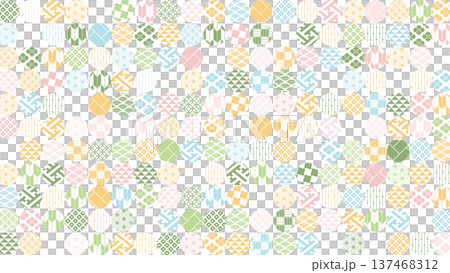 [Spring background material] Colorful Japanese pattern illustrations of traditional motifs 137468312