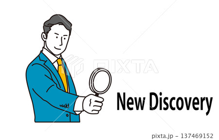 虫眼鏡をもつビジネスパーソンの男性イラスト 137469152