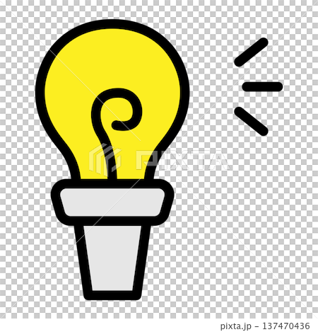 シンプルでかわいい電球イラスト シンプルでかわいい電球イラスト 137470436