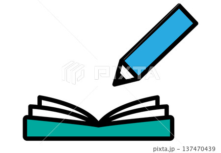 鉛筆とノートの調べ物や学習イラスト 137470439